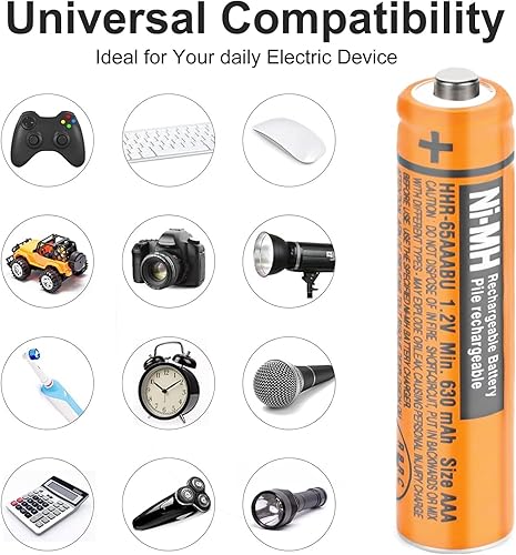 Miniatura 6 de OSIM Paquete de 4 pilas recargables HHR-65AAABU NI-MH AAA de 1.2 V 630 mAh AAA NiMH para teléfonos inalámbricos, controles remotos, electrónica