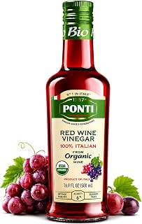 1787 PONTI Organic 100% Italian Red Wine Vinegar - Balanced Acidity and Harmonious Bouquets - Delicious with all Types of Salads, Seafood and Dark Meats - A Wonderful Addition to Baked Dishes - 16.9 Fl.Oz