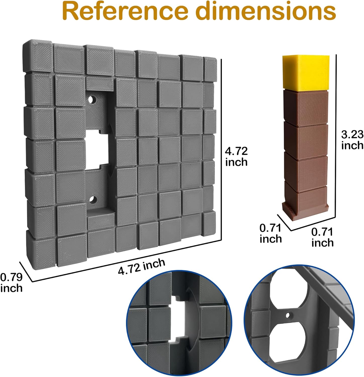 Creative 3D Building Block Light Switch Cover - Interchangeable & Easy-to-Install Wall Plate, Unique Home Decor Gift for Gamers & Kids Room,Yellow stick