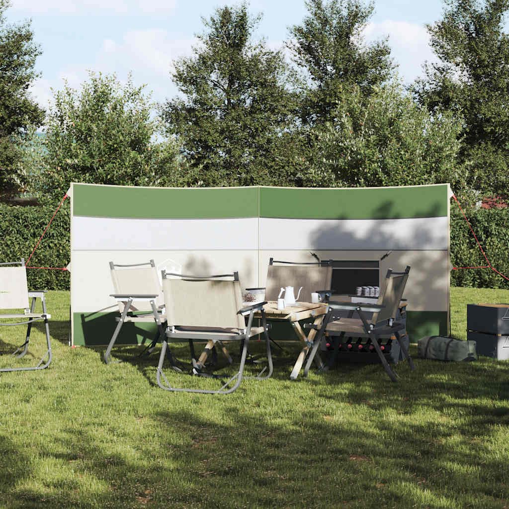 Camping Windschutz Grün x wasserdicht aus 185T Polyester mit PU Beschichtung, faltbar und tragbar, mit Heringen, Abspannseilen und Tasche für Strand, Camping, Wandern, Garten