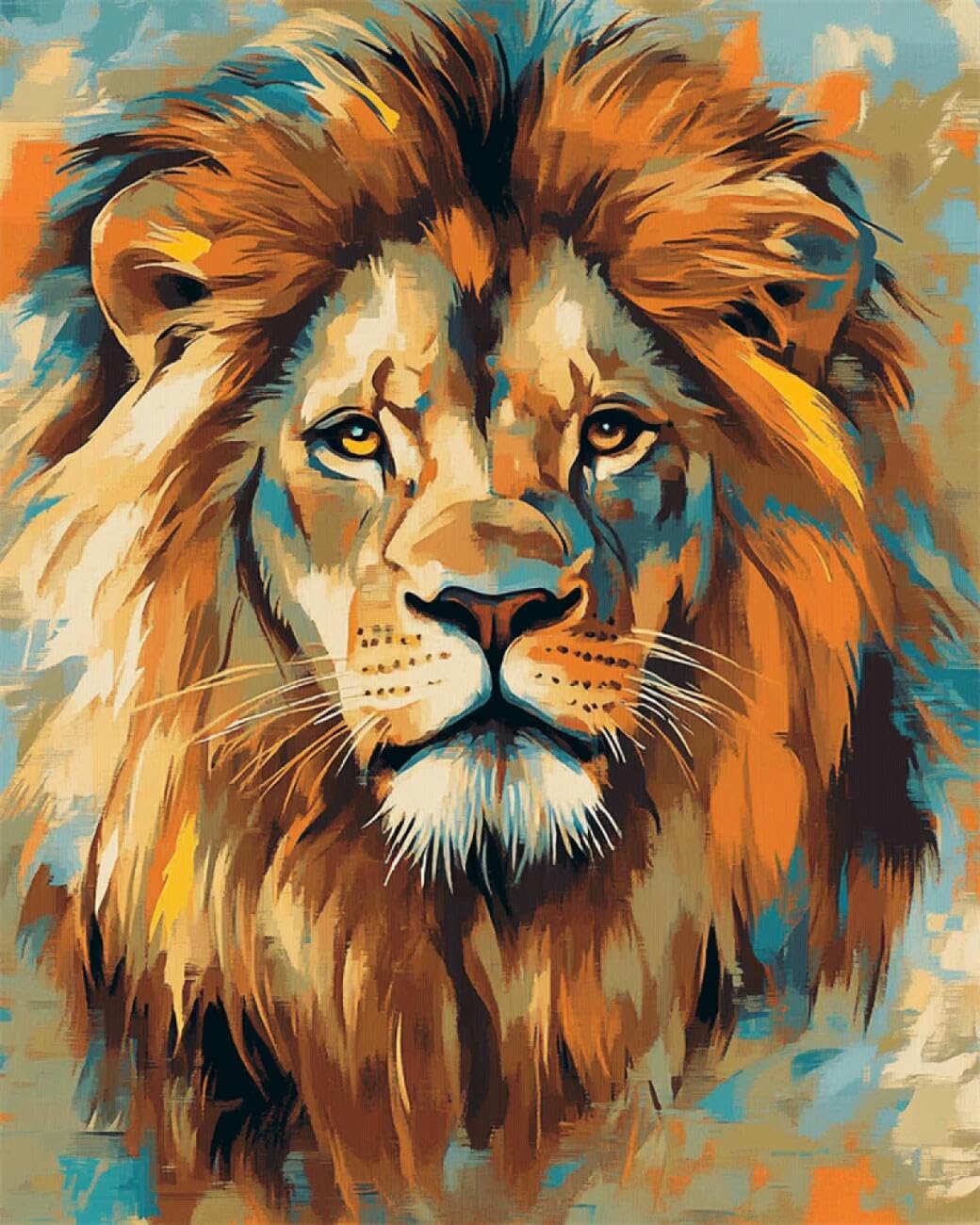 AxiangziK DIY Cross Stitch Kit Lion Oil Painting 11CT 80x100cm