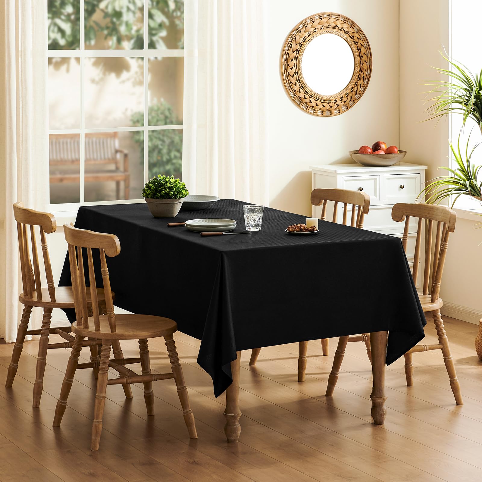 Veblandy Nappe Texturée Rectangulaire Imperméable, Lavable, Infroissable - Décoration De Table Pour Cuisine, Salle à Manger, Mariage, Fête - 132 X 178 Cm - Rouge