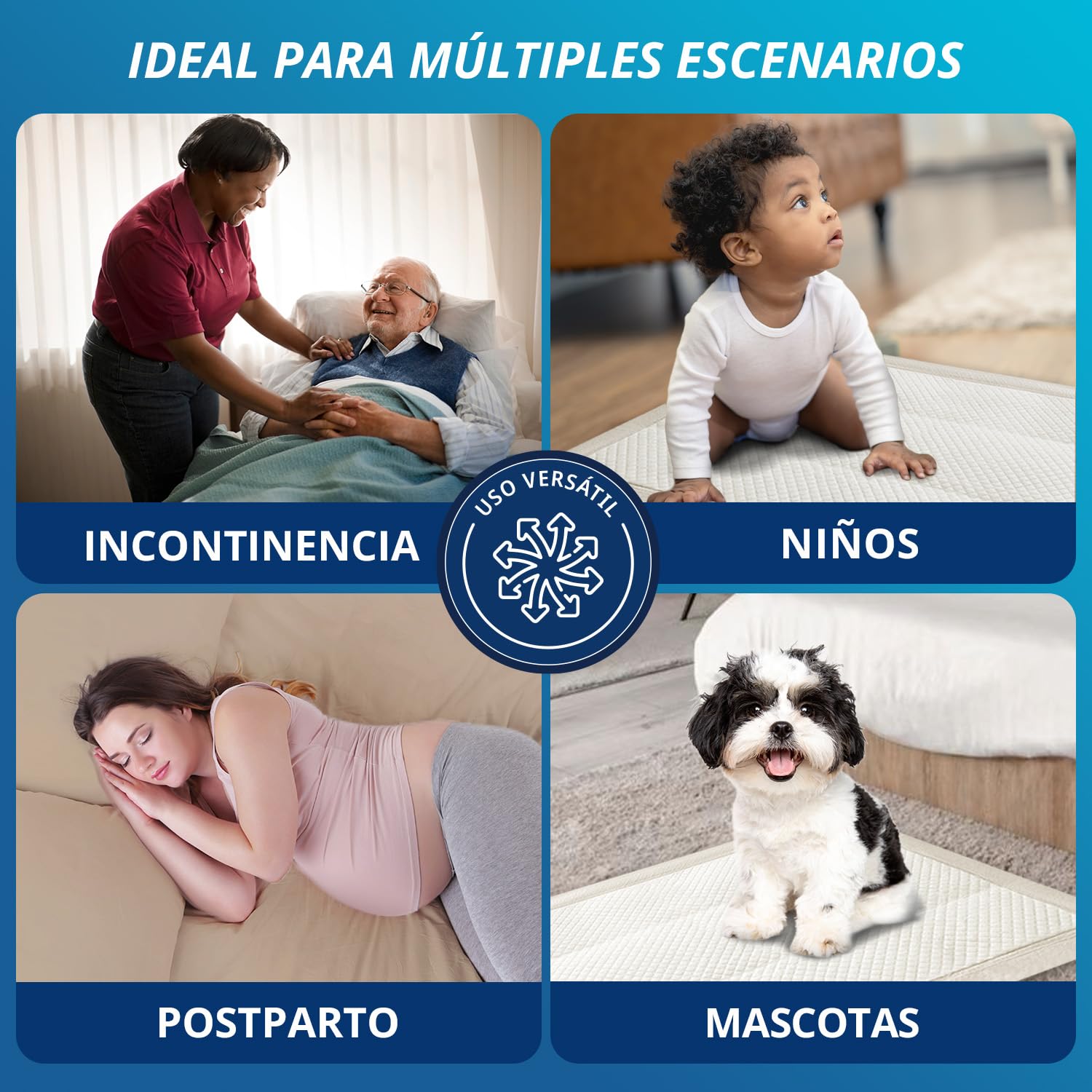 WhyWorry Empapadores Cama Adultos 60x90 cm para Incontinencia, Salvacamas para Adultos Desechables, Protector de Camas & Superficies, Cambiador Desechable Bebe, 50 Unidades