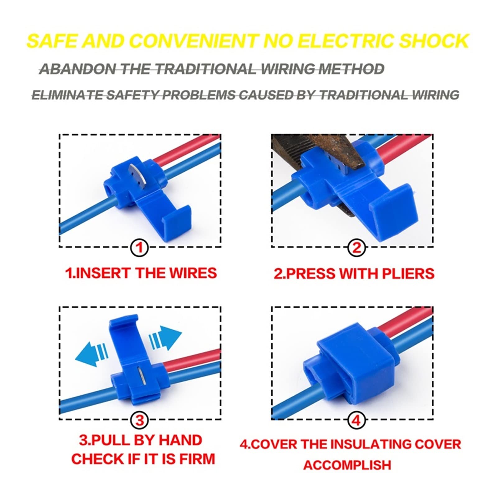 Connettori a crimpare, terminali a crimpare, 30/80/135PCS Clip a connessione rapida in scatola Separatore a crimpare for cavi e cavi Terminale Connettore a labbro Morsetto morbido Distributore morbido