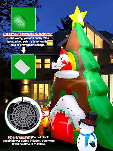 Miniatura 5 de Inflables de Navidad de 10 pies con luz LED, casa de árbol de Navidad de TOROKOM inflable con muñeco de nieve, Papá Noel, decoración inflable de