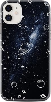 Kılıfland iPhone 14 ile Uyumlu Resimli Desenli Silikon Kılıf, Platinium Series, Galaksi, Siyah