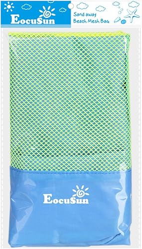 Miniatura 9 de EocuSun Bolsa de playa de malla grande duradera con cordón para la arena, mochila de playa para nadar y piscina, juguetes de pelotas