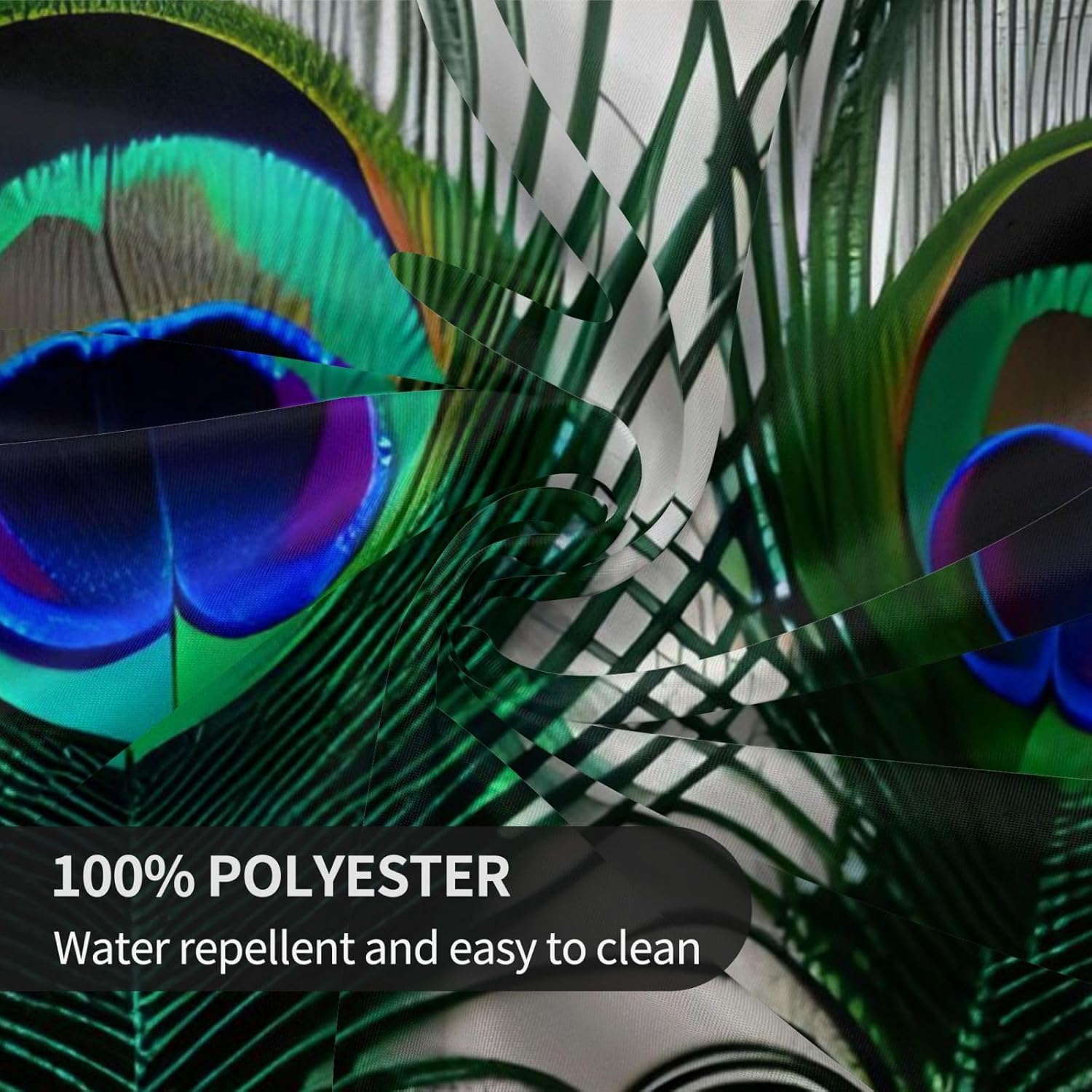 Peacock Feather Print Wrinkle Free Dining Table Cover for Birthday Party Farmhouse Tablecloths Up to 60 x 60 Inches