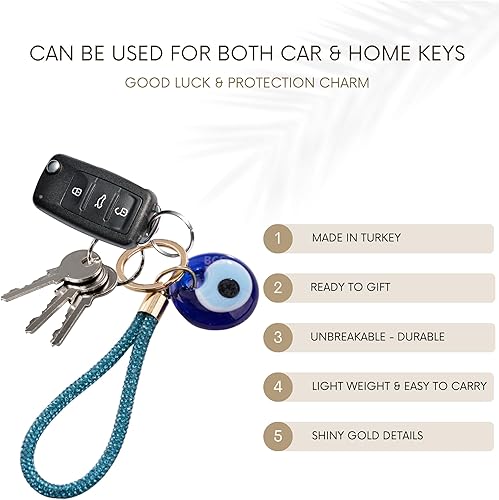 Miniatura 3 de BCS Evil Eye Keychain Bag Charm - Good Luck & Protection Amulet - Car Keyring Purse Accessories for Women