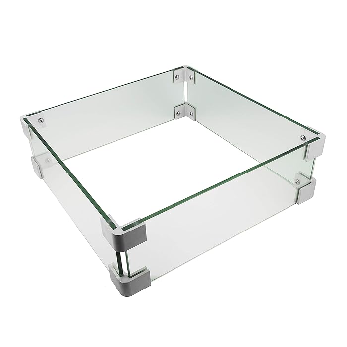 Buy 17.5" Square Fire Pit Glass Wind Guard for 28" Square Fire Pit