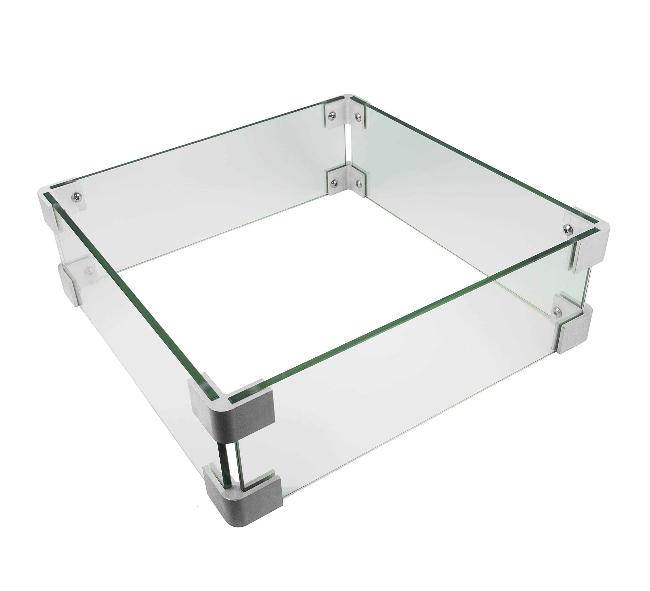 Buy 17.5" Square Fire Pit Glass Wind Guard for 28" Square Fire Pit
