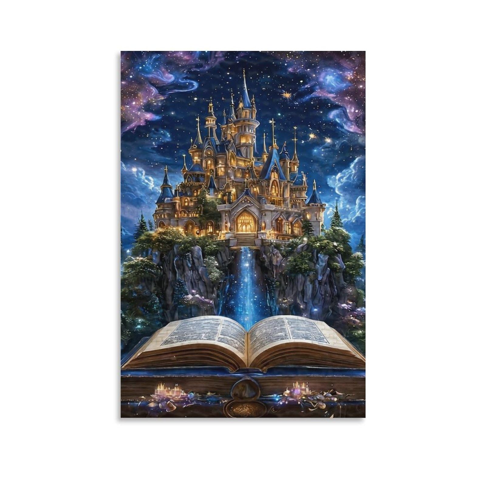 DHBANEIOK Fantasy Castle Book Wall Decor Poster Canvas Prints Picture Modern Wall Art Picture Wall Hanging for Bathroom Wall Decor 20x30inch(50x75cm)