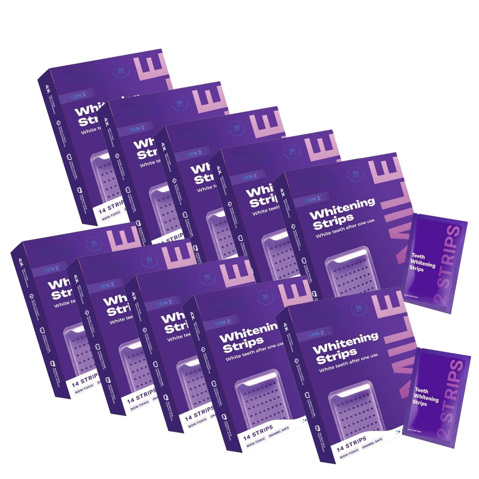 Strisce di sbiancamento dentale viola kit sbiancante dentale senza perossido | effetto correttore di tonalità giallo | Whitening Strips per sbiancamento dentale in 7 giorni aiuta a migliorare il caffè