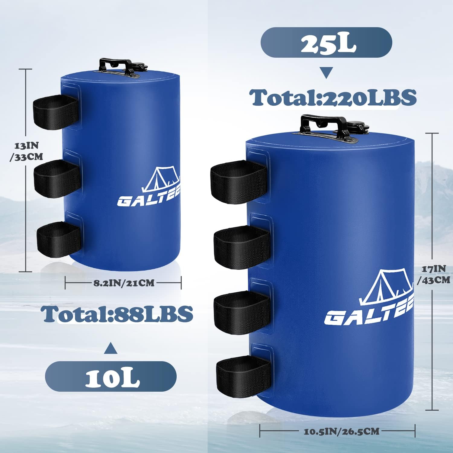 Canopy Water Weights Bag,8 Pack 440LBS Pop Up Tent Water Weights for Legs Heavy Duty Canopy Leg Weights for Pop Up Canopy,Canopies,Tent,Gazebo,Blue,25L/PC