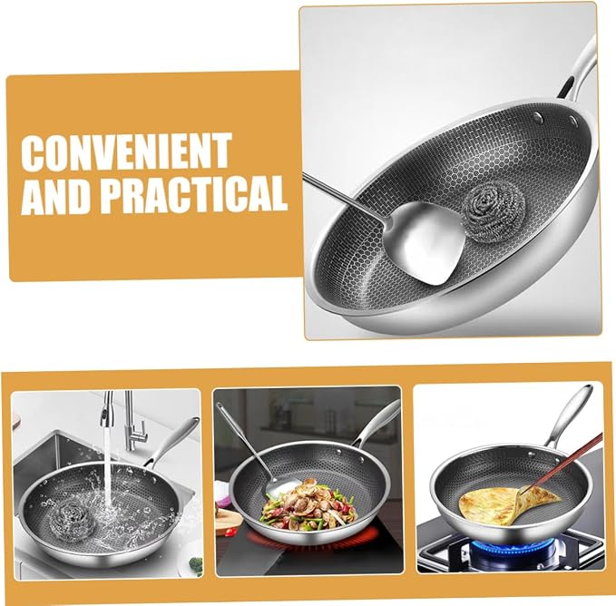 Wok de acero inoxidable LIFKOME 46 cm miniatura 4