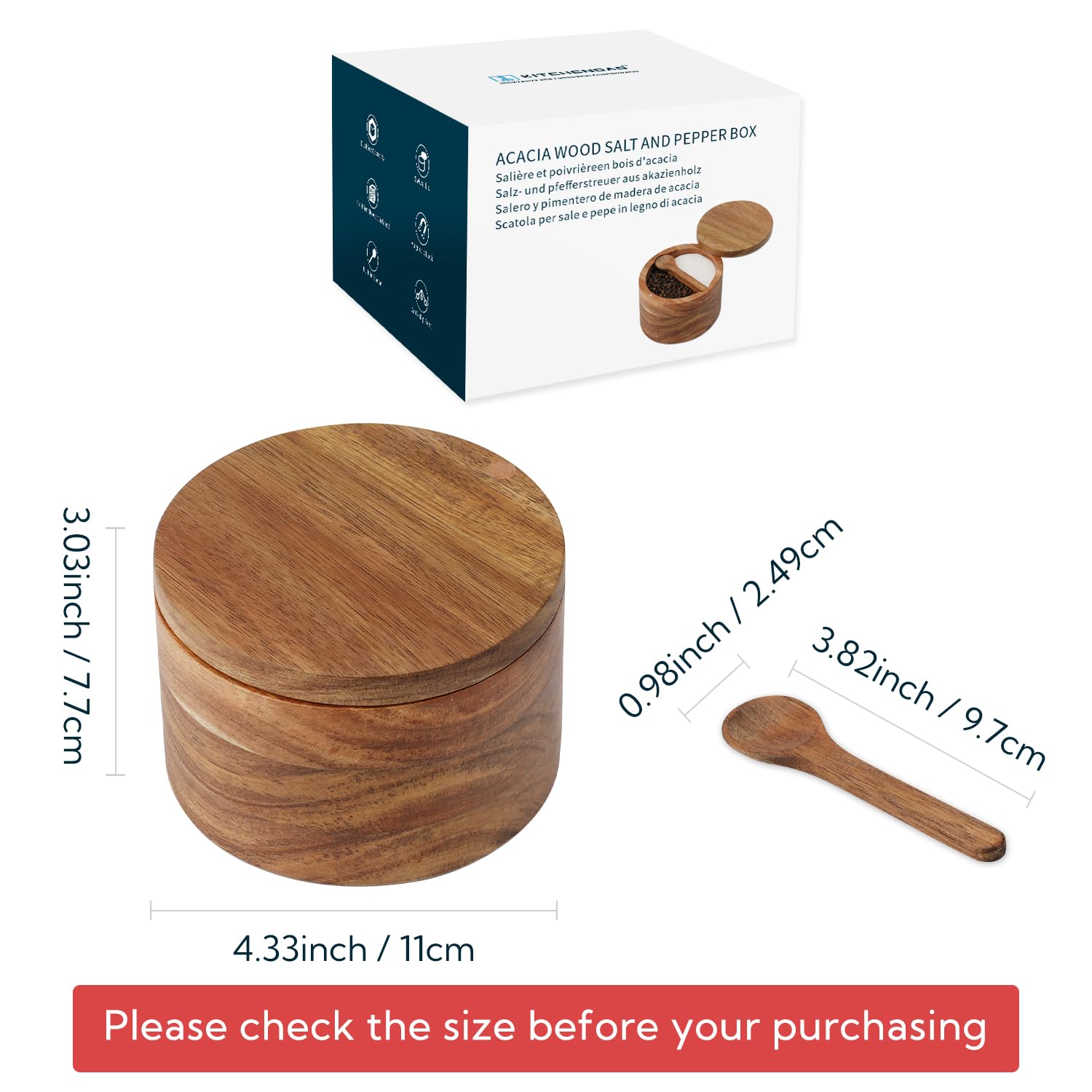 Acacia Wood Salt & Pepper Bowl - KITCHENDAO -6