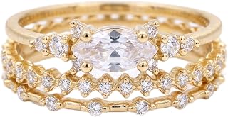 Generic Women 3‑Piece Stackable Ring Set, Trendy Costume Bands for Prom, Date Night and Special Event Outfits