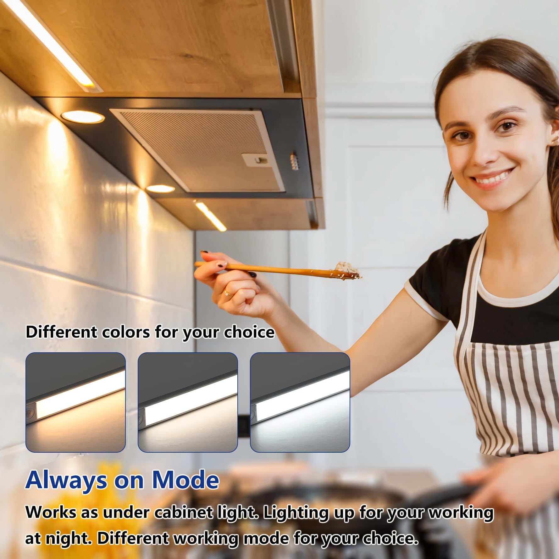 Under Cabinet Lights, 9 Inch Rechargeable Under Cabinet Lighting, Battery Operated Dimmable Motion Sensor Light Indoor, Magnetic Wireless Closet Lights for Kitchen, Stairs, Wardrobe (2 Pack)