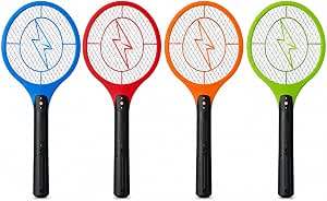 Raquete Elétrica Mata Mosquitos, LED Indicador de Carregamento, Cores Sortidas, Recarregável