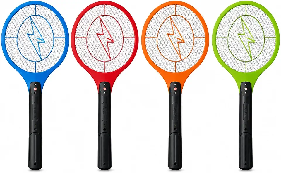 Raquete Elétrica Mata Mosquitos, LED Indicador de Carregamento, Cores Sortidas, Recarregável
