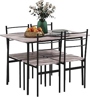 HOMCOM 5 Piece Dining Table and Chairs Set, Dining Room Sets, Steel Frame Space Saving Table and 4 Chairs for Compact Kitchens