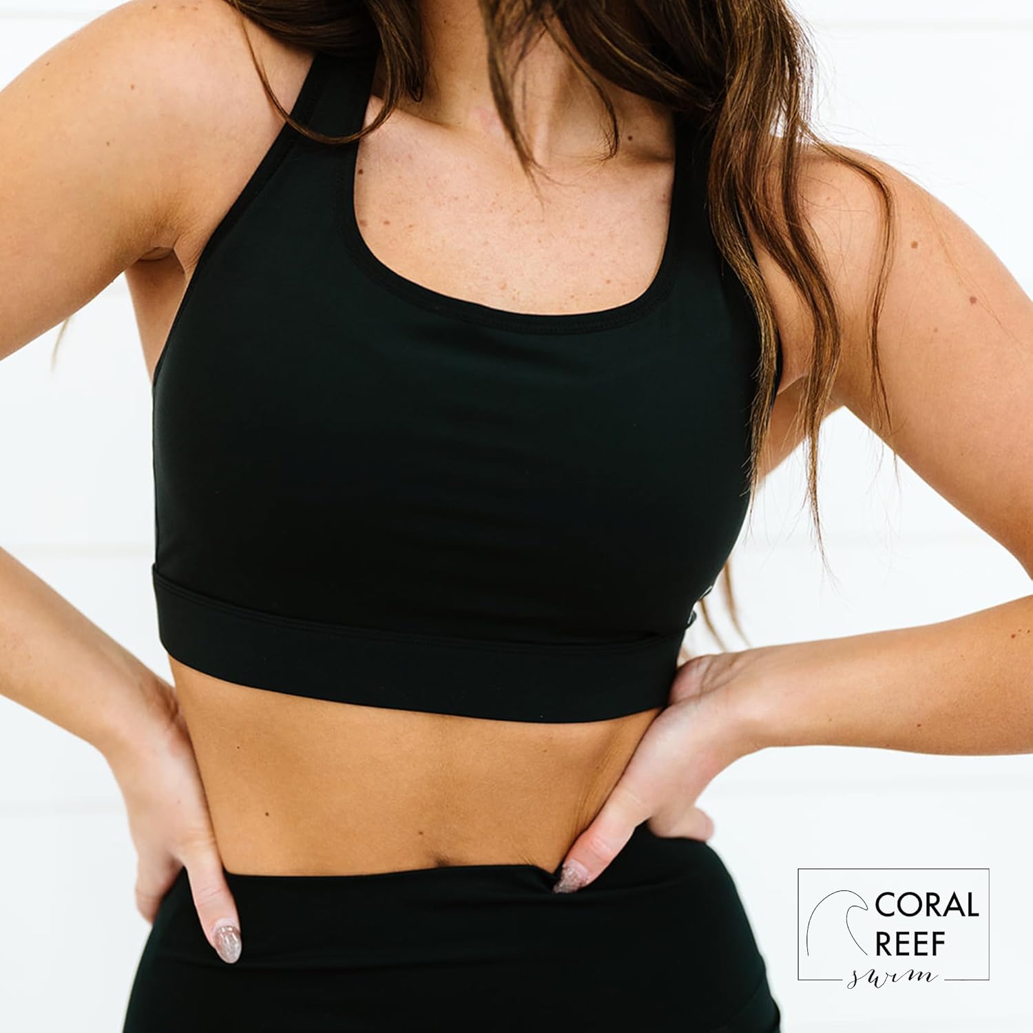 Coral Reef Swim High Support Sports Bra – Adjustable Band and Stylish Cut-Out Back - Black (XXS - 3XL) - Image 2