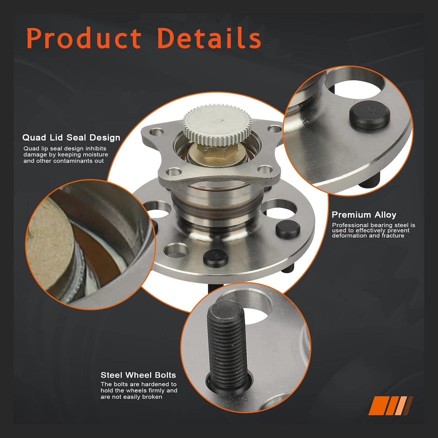 512310 Rear Wheel Hub and Bearing for Toyota Camry1992-01/Avalon 1995-2004/Solara 1999-2003, for Lexus ES300 1992-2001/RX300 1999-2003, 5 Lugs w/ABS