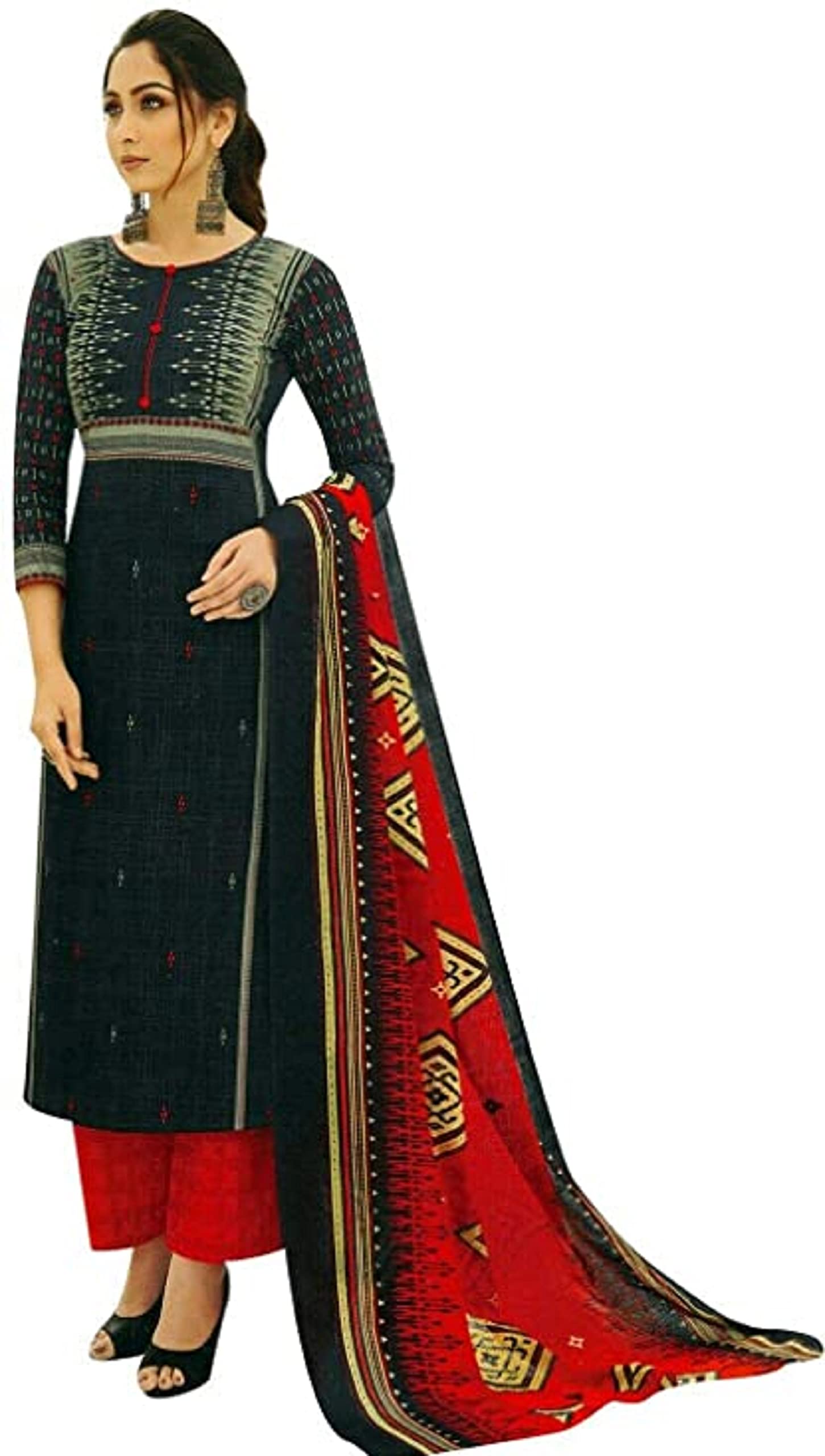 Eid Special Indian Pakistani Regular Wear Unstitched Cotton Printed Salwar Kameez Pant Suits