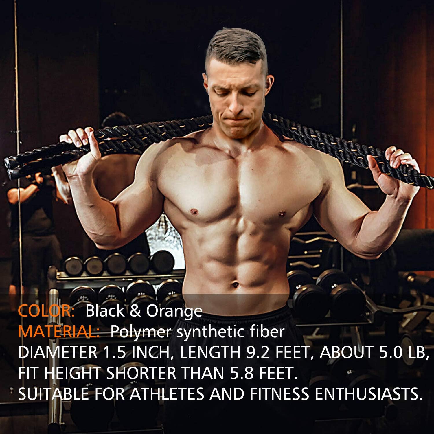 Heavy Jump Ropes for Fitness 2LB/3LB/5LB,Weighted Adult Skipping Rope Exercise Battle Ropes for Men & Women,Total Body Workouts, Power Training in Gym to Improve Strength and Building Muscle - Image 7