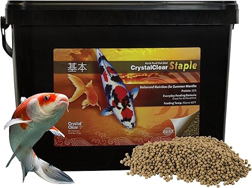 CrystalClear Alimento para peces Koi de Staple Balanced Nutrition para alimentación diaria, pellets de 0.118in, cubo de 17.6 libras