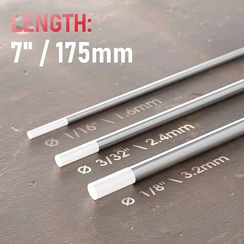 Miniatura 91 de YESWELDER - Electrodo de tungsteno para soldadura TIG, ceriado al 2%, de 1/16 x 7 pulgadas (gris, WC20/EWCe-2), paquete de 10