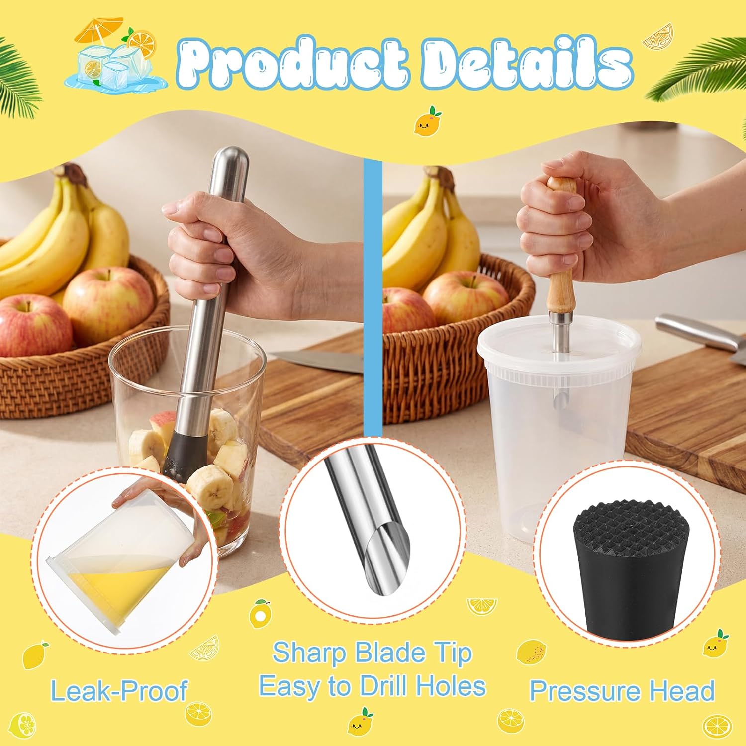 LemonRoad 50 Set Lemonade Stand Supplies Include 32 oz Plastic Cups with Lids and Straws Stainless Steel Water Jug Stand Dispenser Valves Straw Puncher Muddler Mixing Spoon for Summer Party Decoration