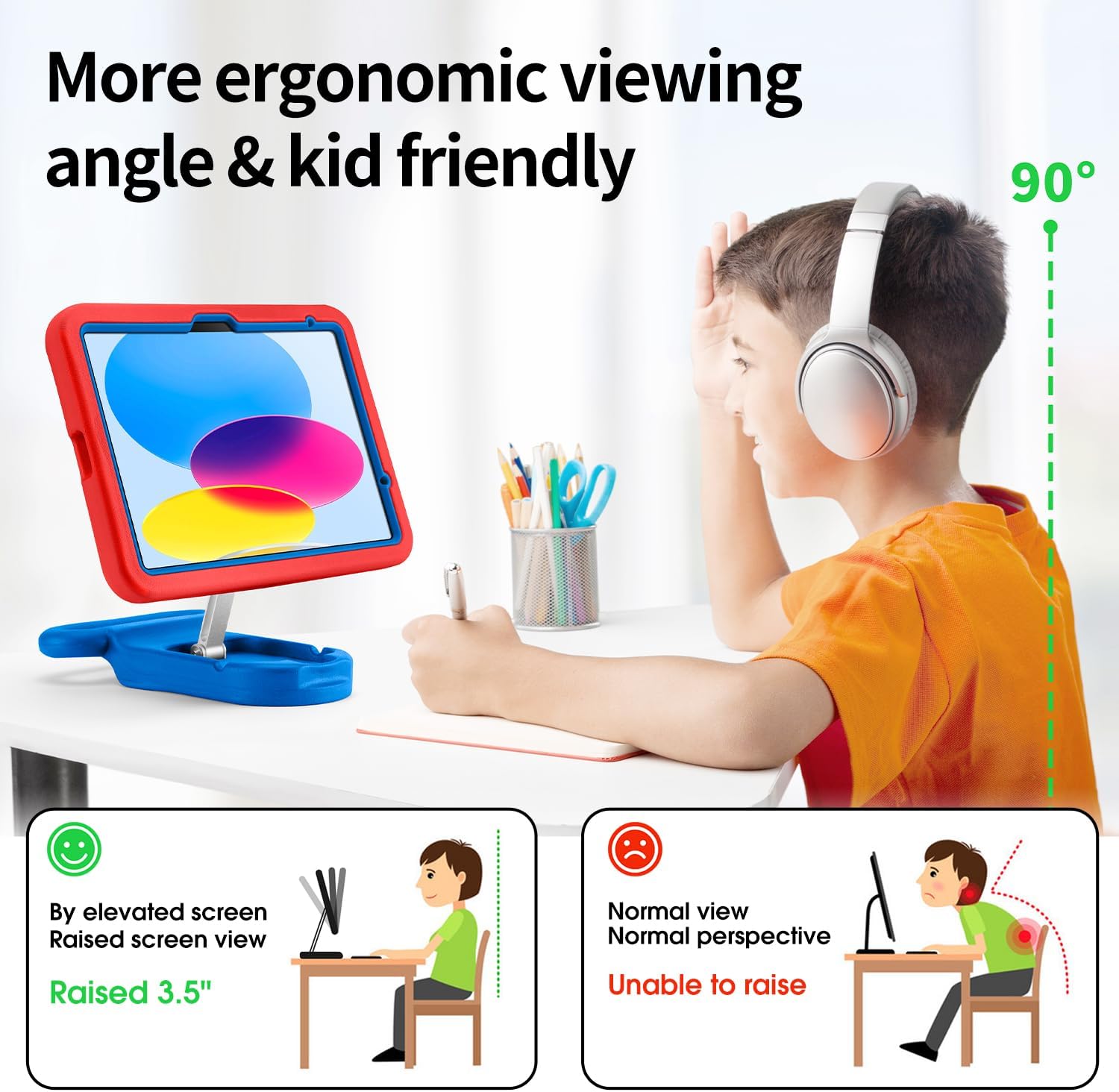 Compatible with ipad A16 11-inch 11th Generation/Air 6 /Air 7 /ipad 10th Gen 10.9 Inch 2022, Adjustable Portrait/Drop Proof with Handle,Kids Case for Compatible with11 Inch Case (Red Spider)