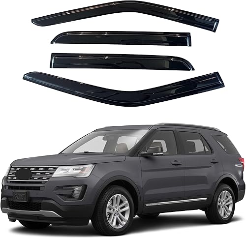 Miniatura 185 de IG - Visera para ventana de automóvil, protector contra la lluvia, el sol y el viento, con cinta adhesiva, deflector extraduradero para ventana