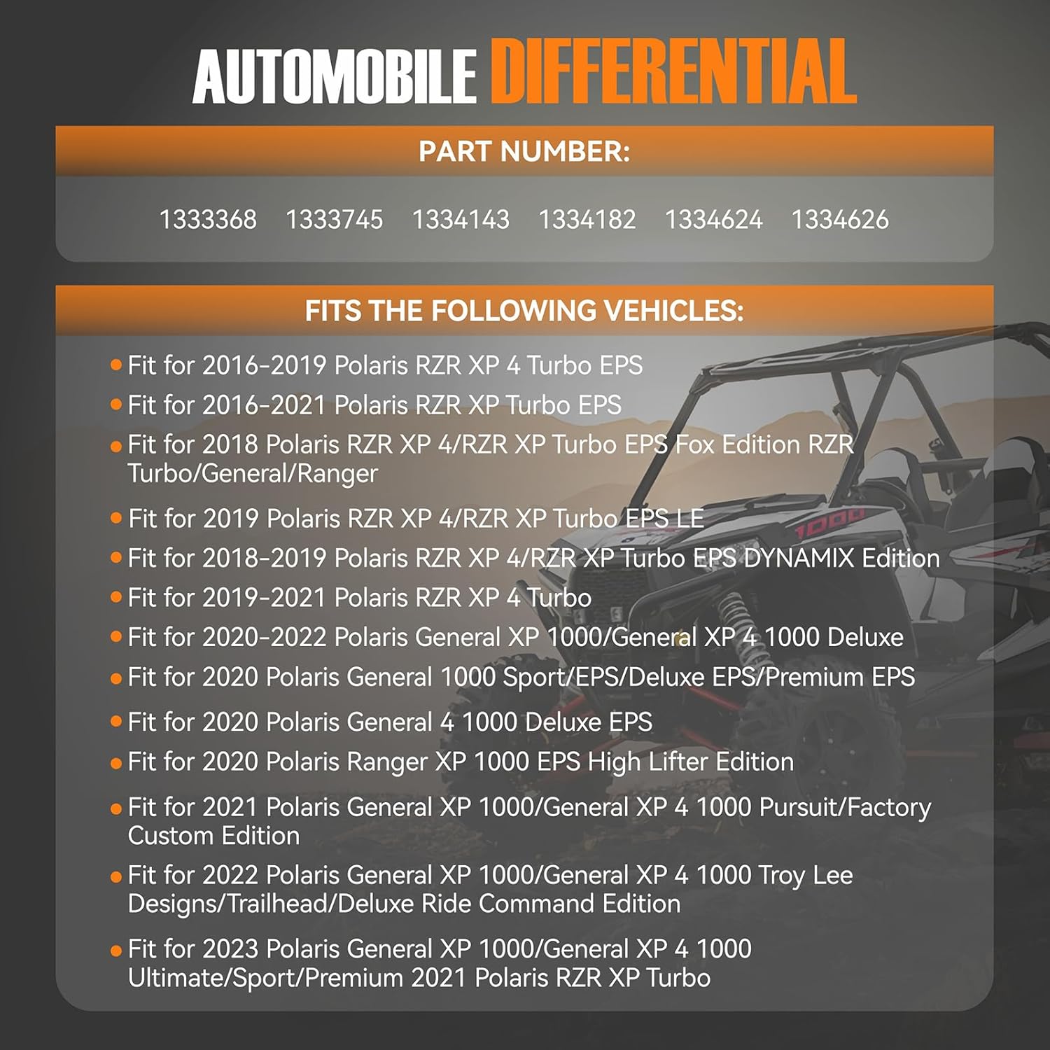 1334182 Front Differential Viscous Coupler Coupling Fit for Polaris RZR XP Turbo/4 Turbo 2016-2021 for General XP/XP 4 1000 for Ranger XP 1000 Replaces 1334143 1333745 1334624 1333368 1334626