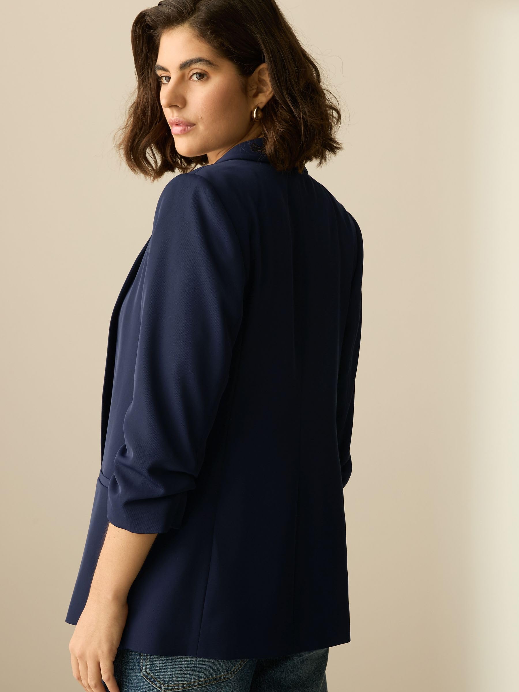 NEXT Damen Standard Blazer mit gerafften Ärmeln im Relaxed Fit