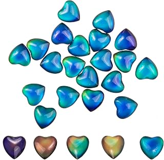 20 Pcs Heart Glass Cabochon Mood Beads, Changing Color Mood Charm Pendent, Flat Back Loose Beads no Hole for Jewelry Making Ornaments (Heart 12mm)
