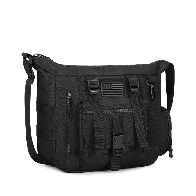 ArcEnCiel Tactical Messenger Bag Men MOLLE Sling Shoulder Pack with Patch