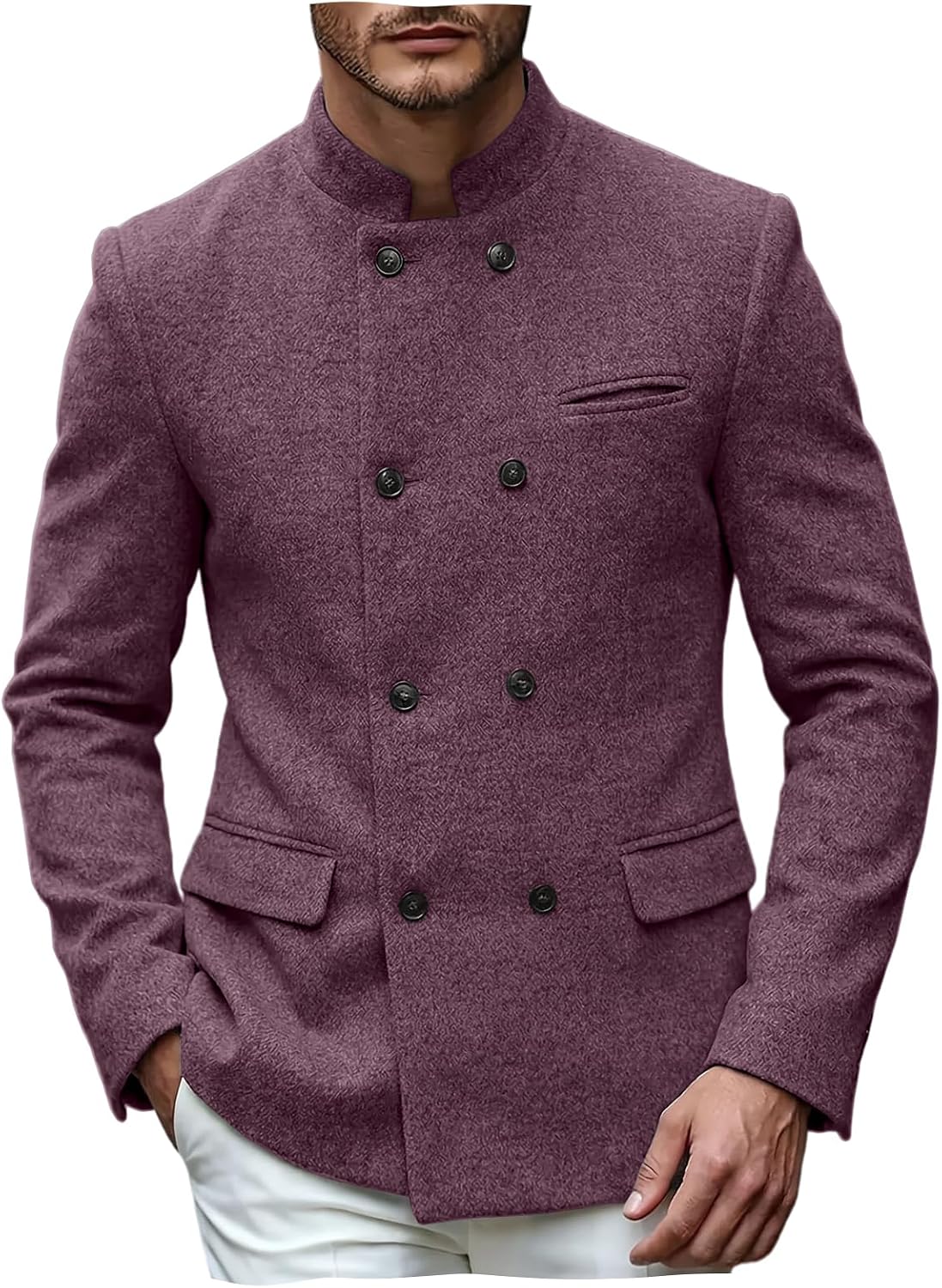 Men’s Suits Jackets Stand Collar Mens Blazer Warm Overcoat Sport Coat for Business Casual Formal