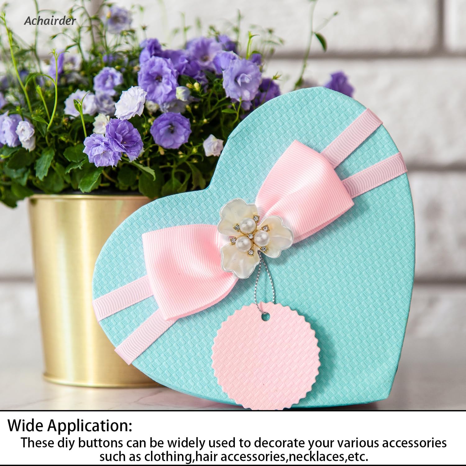 50PCS Rhinestone Buttons Faux Pearl Embellishments Buttons,Flat Back Flower Rhinestone Charms for Jewelry Making DIY Wedding Bouquet, Decor Clothes Bag Shoes Craft Accessory - Image 4