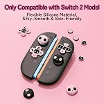 GeekShare Skull D-Pad Button Caps Silicone Thumb Grips Set, ABXY Key Buttons Sticker Joystick Cover Caps Compatible with Switch 2, Pink & Black