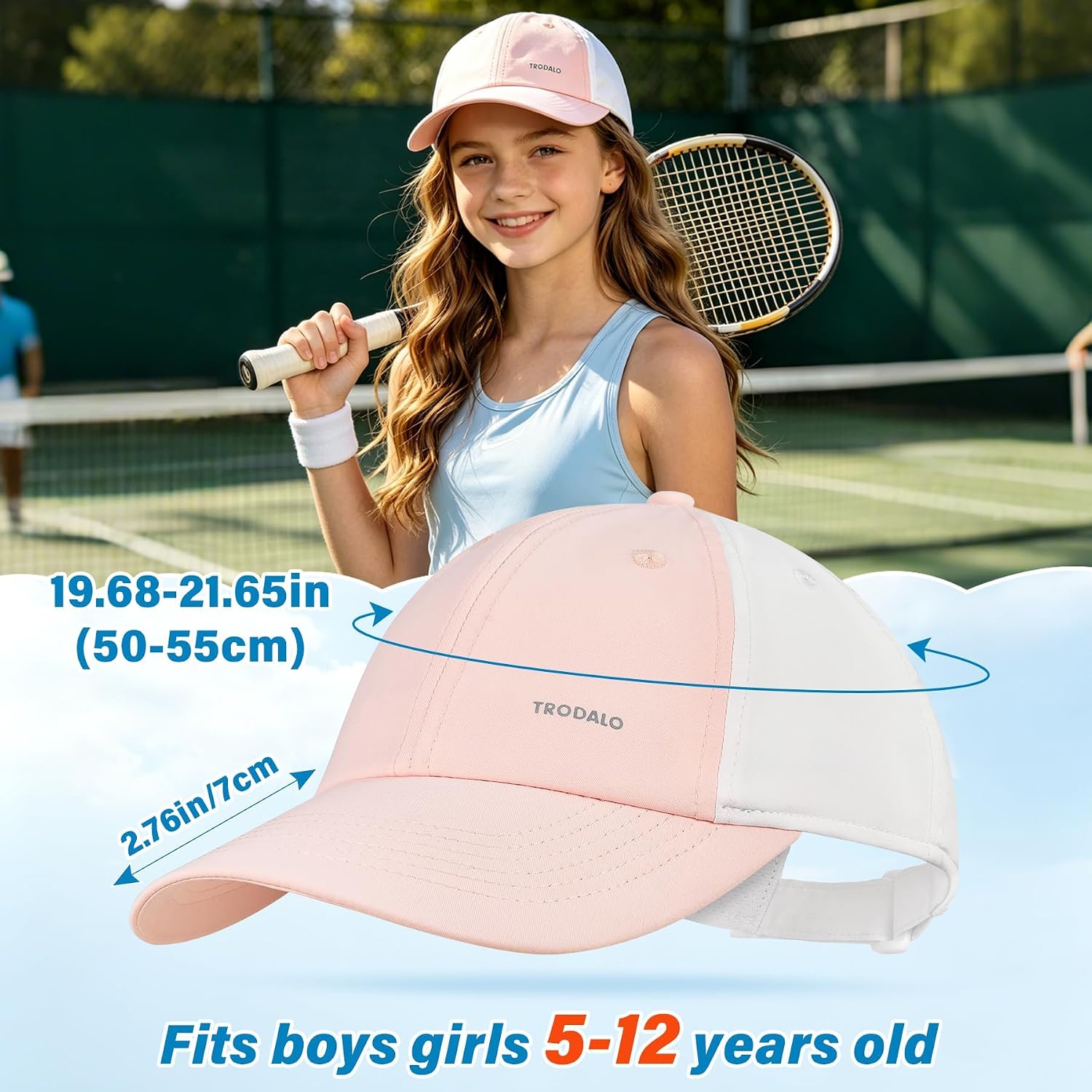 Kids Sports Baseball Cap for Girls Lightweight UPF50+ Kids Hats image 3