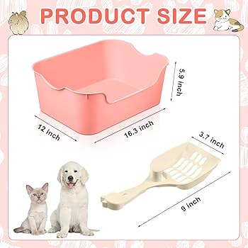 Amazon | 高さのある猫トイレ スクープ付き 大型オープン猫用