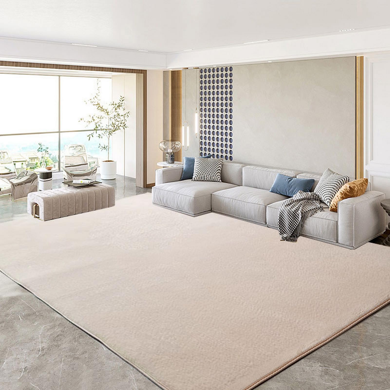 Tapis moelleux beige pour décoration d'intérieur moderne et élégante