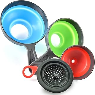 Delove Canning Funnel with Strainer - Wide Mouth Food Funnels for Kitchen Use - Mason Jars Canning Supplies Kit Tools - Fu...