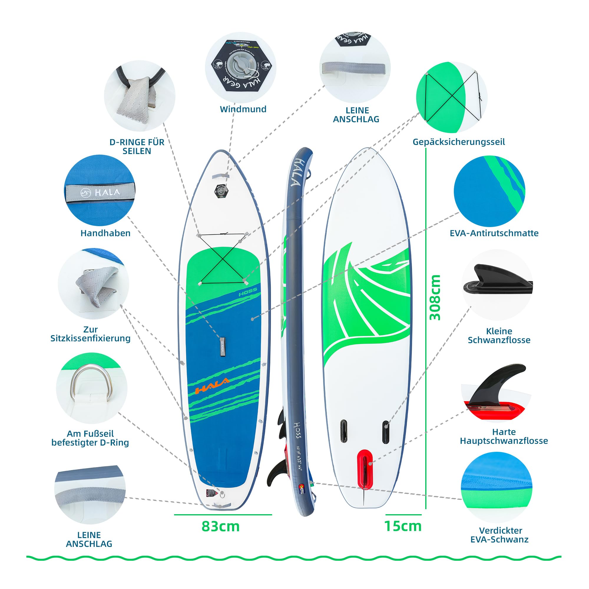 Hala 10.10' Tabla Paddle Surf Hinchable (Paleta Negra)