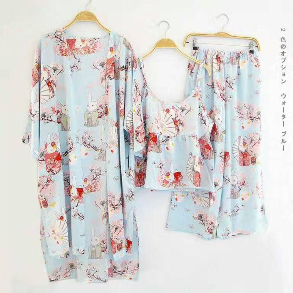 Elegante pantalón Ancho Pijama Bata de Tres Piezas Traje - # 05