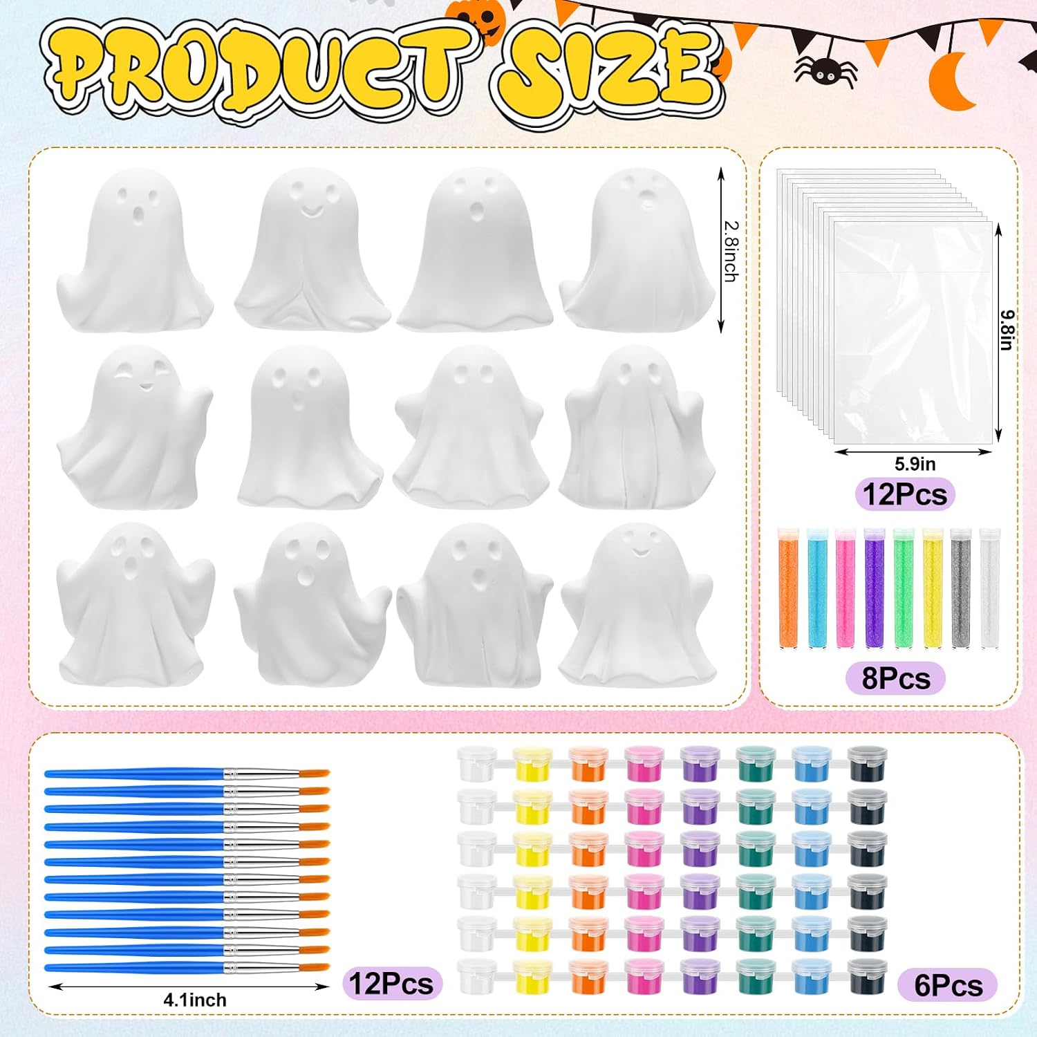 Foilswirl 12 Set Halloween Ghosts Ceramics to Paint Crafts Kits