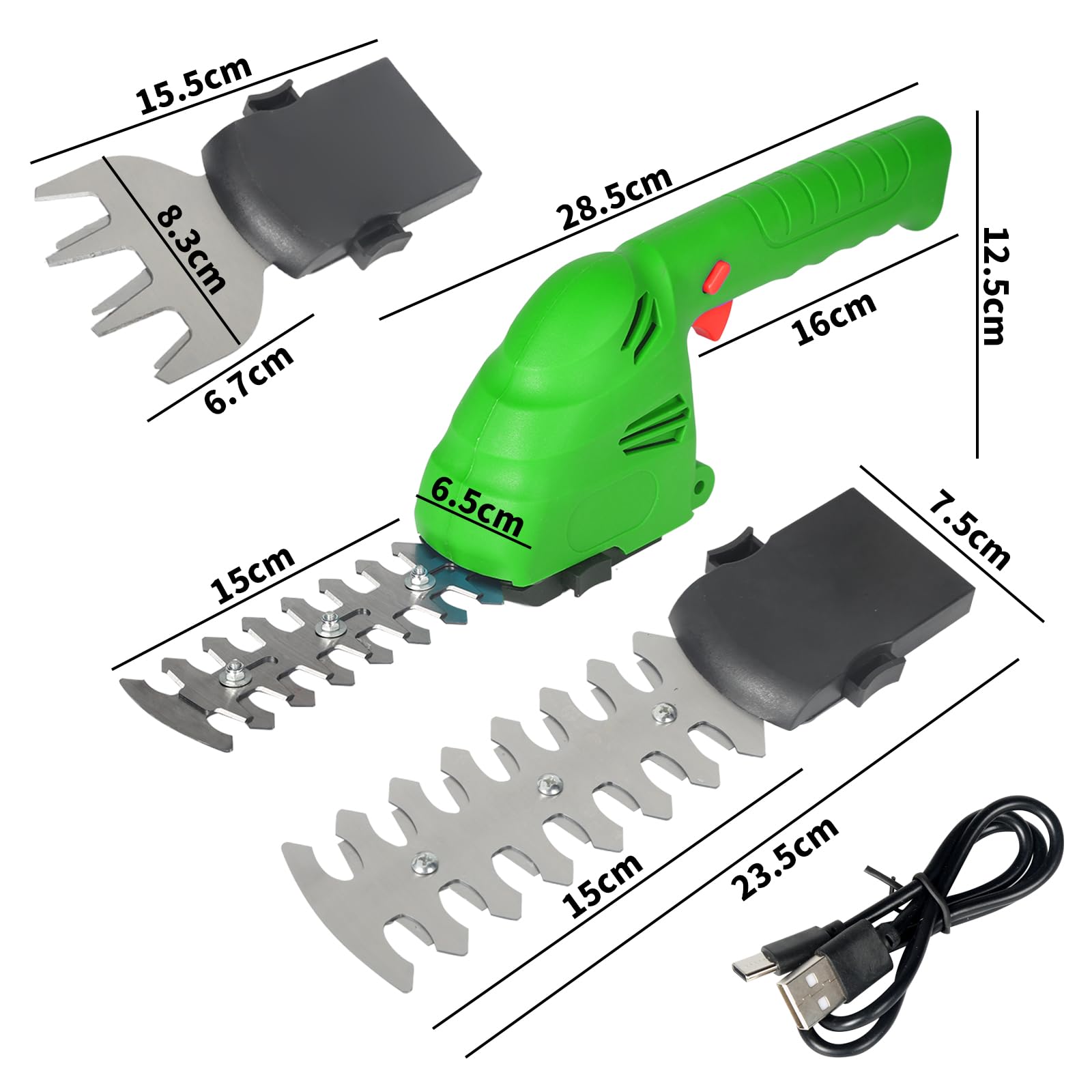 2 in 1 Kabellose Grasschere, Akku Gras und Strauchschere, Schnurlose Elektrische Heckenschere Wiederaufladbar Strauch Jäten Rasenmäher Gartengeräte für Garten und Höfe(EU)