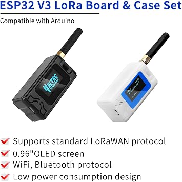 Heltec V3 ESP32 LoRa Development Board with OLED Display Case N30 Black and 800mAh Battery S3 SX1262 Support Meshtastic LoRaWAN WiFi Compatible Type-C USB IoT Node for Smart Home Industrial Control